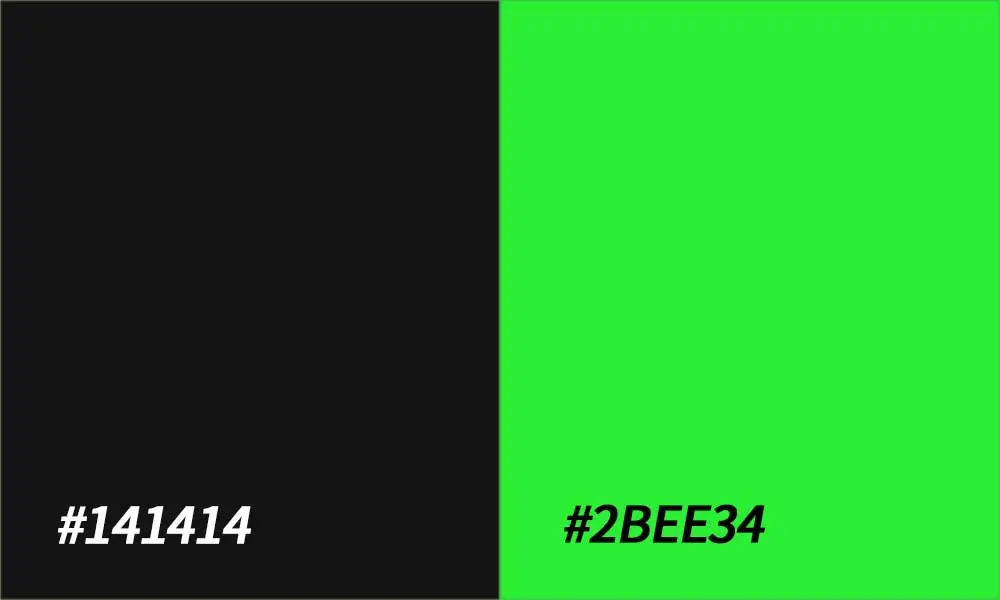 인스타그램 카드뉴스 컬러조합 용도별 트렌디 9가지 밀도 높은 다크모드의 매력 (Pitch Black & Lime Green)