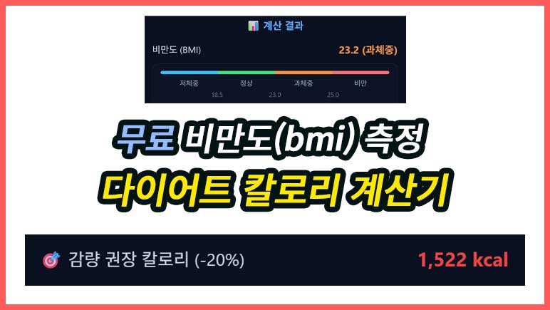 무료 다이어트 칼로리 계산기 및 비만도 BMI 측정 해드립니다.